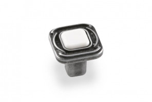 Ручка - грибок FB 026000 Старое олово/белый