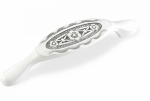 Ручка - скоба FS 128 096 Серебро прованс/9003 белый матовый