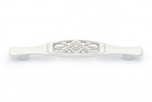 Ручка - скоба FS 129 128 серебро прованс/9003 белый матовый (ТЗ)