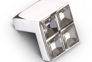 Ручка-кнопка с кристаллами, хром CRL01, KERRON)