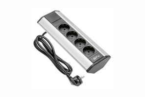 Удлинитель УГЛОВОЙ GTV, 4x розетка schuko, серебро, AE-PBKT4S-80