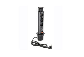Удлинитель для офиса, черный AE-BPW3S60U-20 (3 розетки + 2 USB)