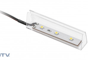 Клипса пласт. для стекл. полки 10мм, 3 диода 0,25W, 12V, 2м провод, Теплый   LD-KLPCB-00