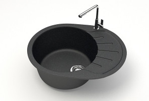 Мойка Модель 10, Овал малый 575х440х215мм, Черный Q4  Мрамор