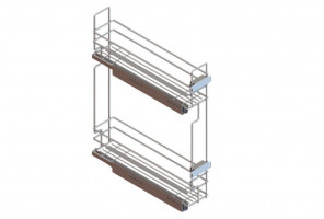 Cargo mini 150мм Квадро 1 + направл. Хеттих PUSH TO OPEN, бок.крепл. Левая, с крепл. к фасаду