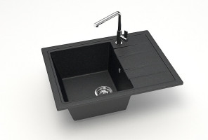 Мойка Модель 150, Прямоугольная Малая 575х470х218мм, Черный Q4  Мрамор