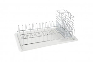 Посудосушитель настольный с поддоном хром/белый (383х295х193) LF-139