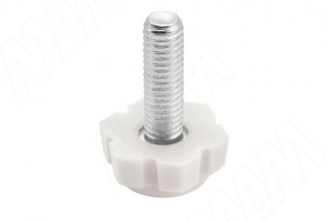 Подпятник регулир. под ключ М6х18 Белый + Гайка М6