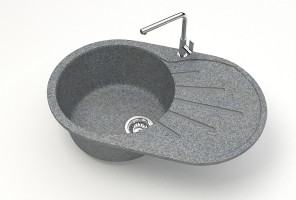 Мойка Модель 110, Овал 730х450х210мм, Темно-Серый Q8  Мрамор