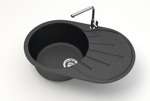 Мойка Модель 110, Овал 730х450х210мм, Черный Q4  Мрамор