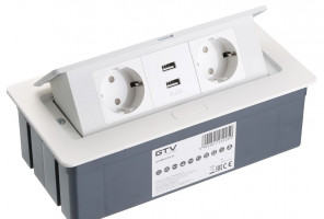 Удлинитель для офиса прямоугольный SOFT AE-PBSUC2GS-10 (2 розетки, 2xUSB, заземл-усик) БЕЛЫЙ