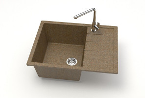 Мойка Модель 151, Прямоугольная  645х505х218мм, Терракот Q9 Мрамор
