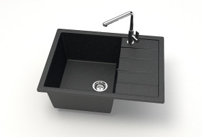 Мойка Модель 151, Прямоугольная  645х505х218мм, Черный Q4 Мрамор