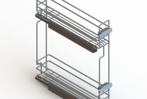 Cargo mini 150мм Квадро 1 + направл. Хеттих PUSH TO OPEN, бок.крепл. Правая, с крепл. к фасаду