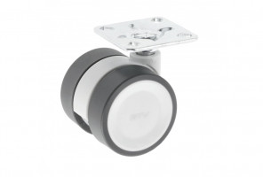 Опора колесная с фланцем, CIRCO, D50мм без тормоза, серое   KM-CIRCO-50мм-BH-19