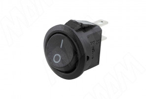 Выключатель круглый врезной, клавишный D=16,5мм, Черный   SW-SN-R-M-BL