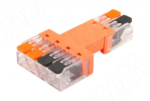 Клемма 221 с рычажком разъемная, соединение2-4, разная полярность, 16А