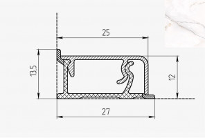 Плинтус КВАДРО Д FS125 S1  Мрамор Ольхон  27*13*4200мм