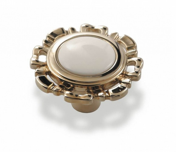 Ручка - грибок FB 033 000 золото глян./белый (ТЗ) (50 шт.)