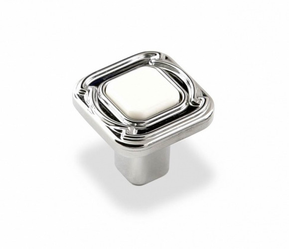 Ручка - грибок FB 026 000 Хром глянец/белый (ТЗ) (50 шт)