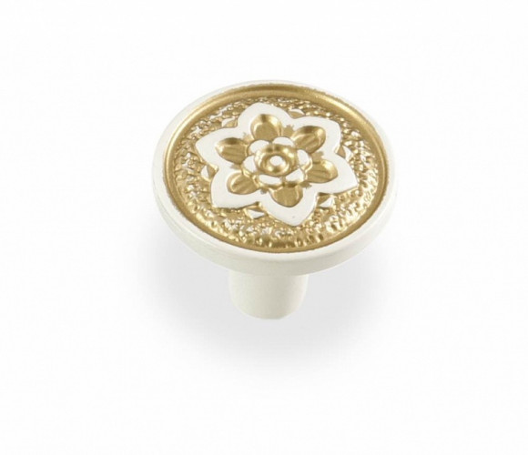 Ручка - грибок FB 019 000 Золото прованс/1013 жемчужно-белый матовый