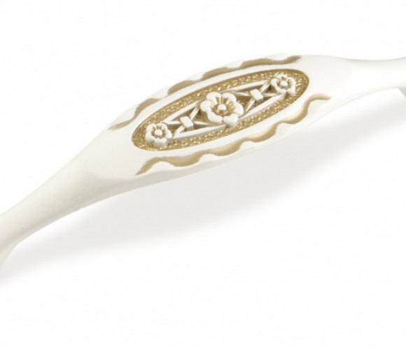 Ручка - скоба FS 128 128 Золото прованс/1013 Жемчужно-белый матовый (ТЗ)