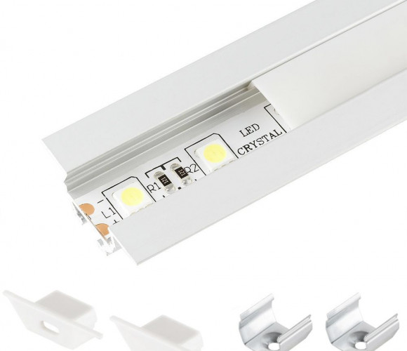 Профиль алюм.для светодиодн.лент Угловой 30*11мм, L-2м с матовым экраном, загл. и крепежом LR41-M