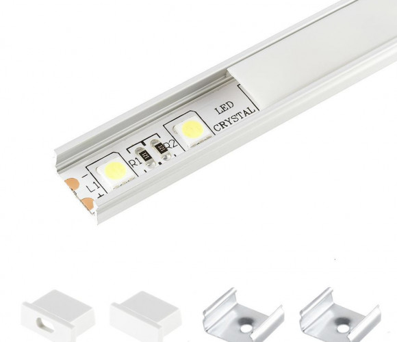 Профиль алюм.для светодиодн.лент 15*6мм, L-2м с матовым экраном, загл. и крепежом LR39-M