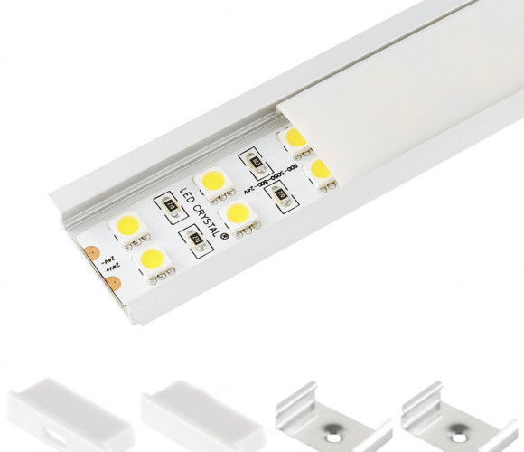 Профиль алюм.для светодиодн.лент Широкий 31*6мм, L-2м с матовым экраном, загл. и крепежом LR43-M