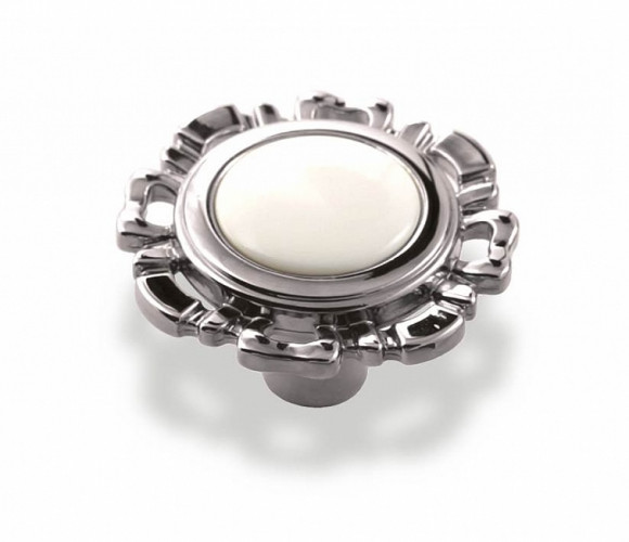 Ручка - грибок FB 033 000 Хром глянец/белый (ТЗ) (50 шт)