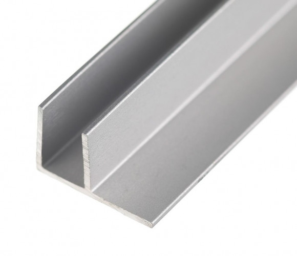 Планка угловая F-образная 4 мм, L=0,6м (Для мебельного щита) Серебро Крокос