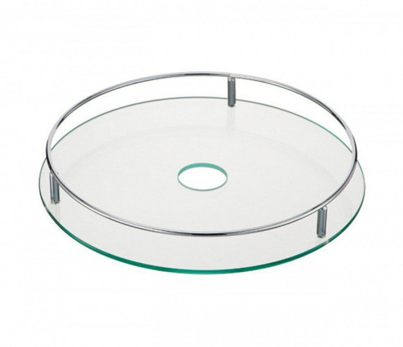 Полка стеклянная с релингом D350мм, хром 060714, STS350 (230009)