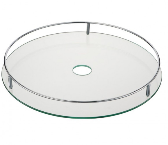 Полка стеклянная с релингом D450мм, хром 060715, STS450 (230009-2)