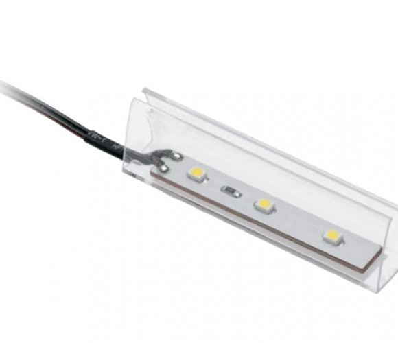 Клипса пласт. для стекл. полки 10мм, 3 диода 0,25W, 12V, 2м провод, Холодный LD-KLPZB-00