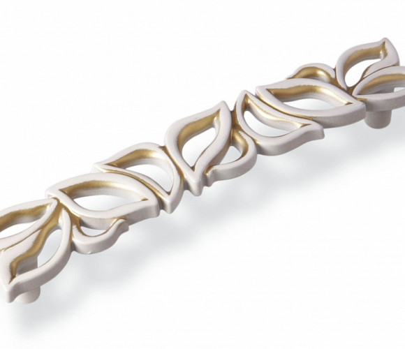 Ручка - скоба FS 189 128 золото прованс/1013 жемчужно-белый матовый (ТЗ) (30 шт.)