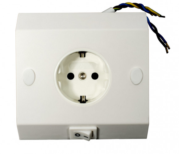 Мебельная розетка с выключателем угловая накладная, HORT-01, 250В, 16А/10А, белая 11.107.01.011