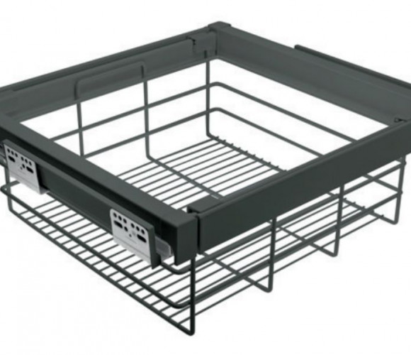 Корзина для белья с доводчиком, полного выдв., графит   WG-KOSZ90-60