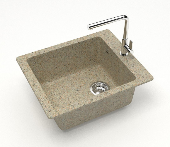 Мойка Модель 8, Квадратная 425х500х195мм, Песочный Q5  Мрамор
