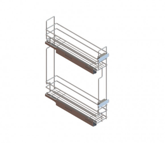 Cargo mini 150мм Квадро 1 + направл. Хеттих PUSH TO OPEN, бок.крепл. Левая, с крепл. к фасаду
