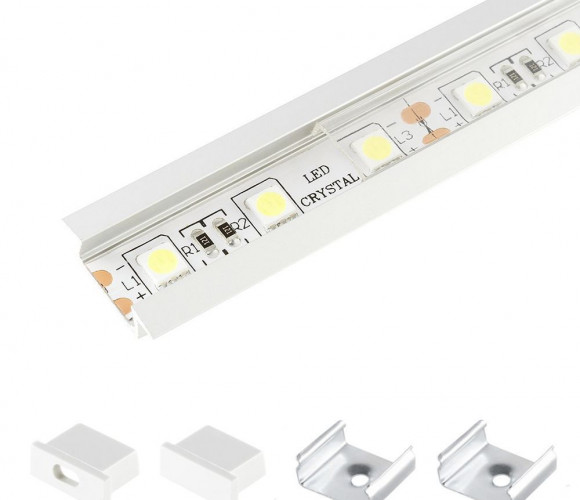 Профиль алюм.для светодиодн.лент 22*6мм, L-2м с прозрачным экраном, загл. и крепежом LR37-Т