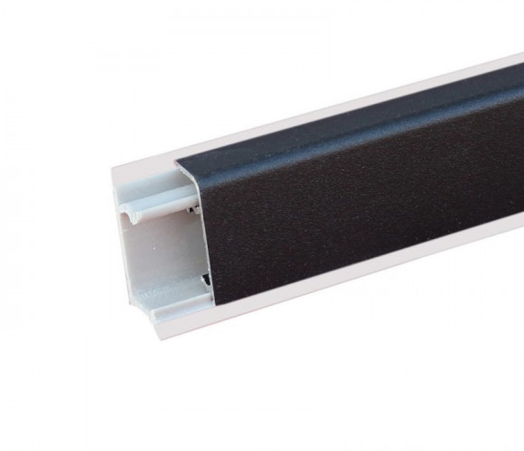 Плинтус алюминиевый Прямоугольный КВАДРО-Ч, Черный, 3м.