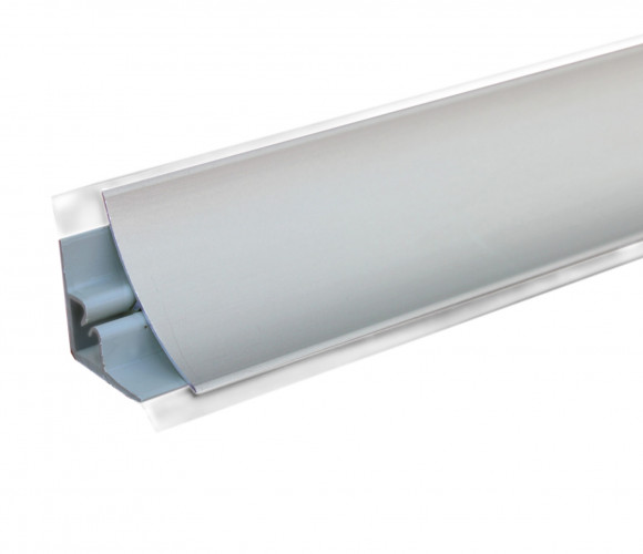 Плинтус алюминиевый вогнутый гладкий ПЛАТО-2С, Серебро, 3м.