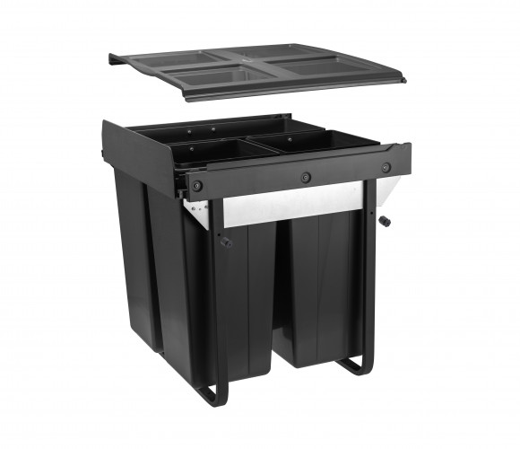 Сегрегатор для модуля 600мм (34L+2x17L) АНТРАЦИТ, с креплением фасада, с мех. доката