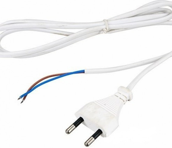 Провод сетевой 220В, 1,8м ШВВП-ВП 2х0,75мм с вилкой белый 15.110.01.011