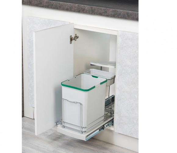 Контейнер выдвижной для мусора Starax 16+1л., шир. 350 (260x440x400)  Серый   S-2391-G