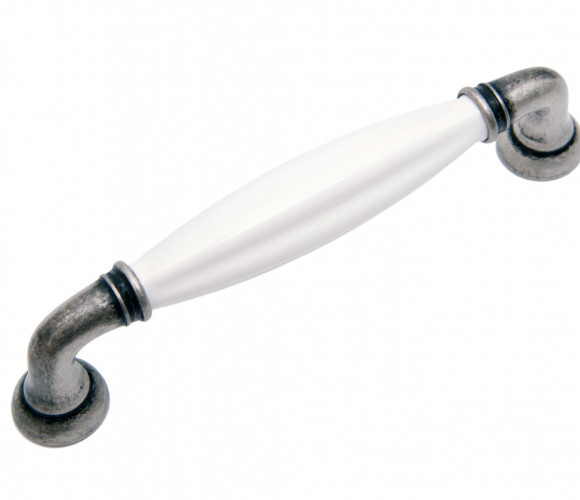 RS121BAZ.4/128/W Черненый старинный цинк/Белый Ручка TIFFANY