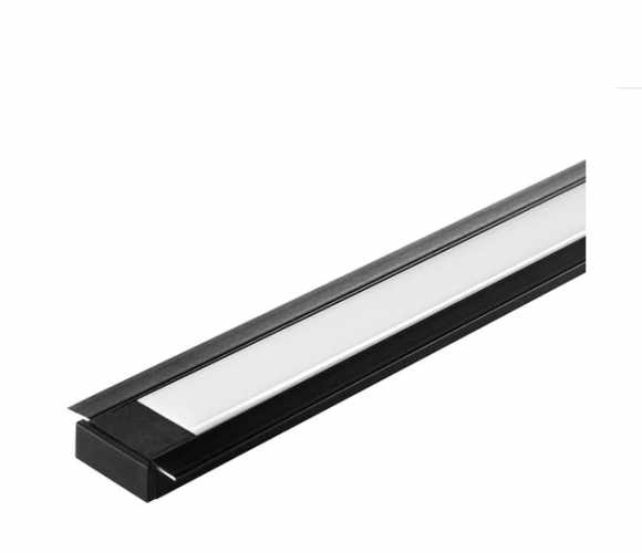 Профиль алюм.для светодиодн.лент 22*6мм, L-2м ЧЕРНЫЙ с матовым экраном, загл. и крепежом LR37-MBL