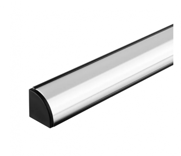 Профиль алюм.для светодиодн.лент, Угловой 16*16мм, L-2м ЧЕРНЫЙ с матовым экраном, загл. и крепежом LR49-МBL