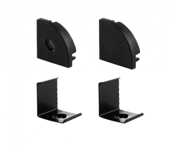 Заглушка для профиля LR49-BL (с крепежом) Черный