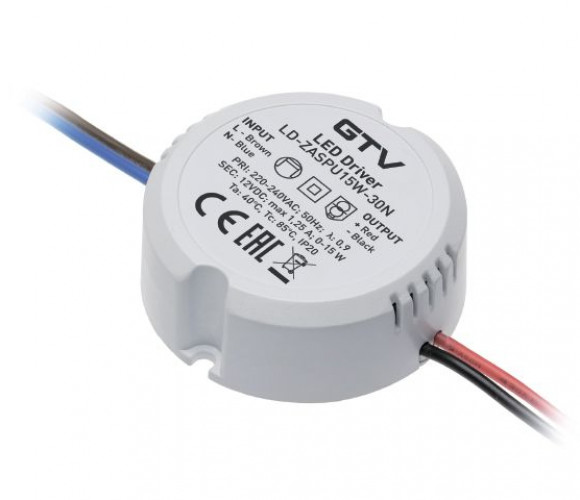 Трансформатор для светодиодов 220/12 15W LD-ZASPU15W-30N